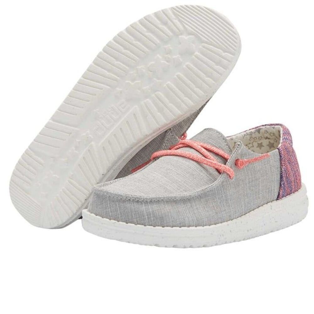 Hey Dude Wendy Funk Grey Slip On Shoes Size Y2-L3